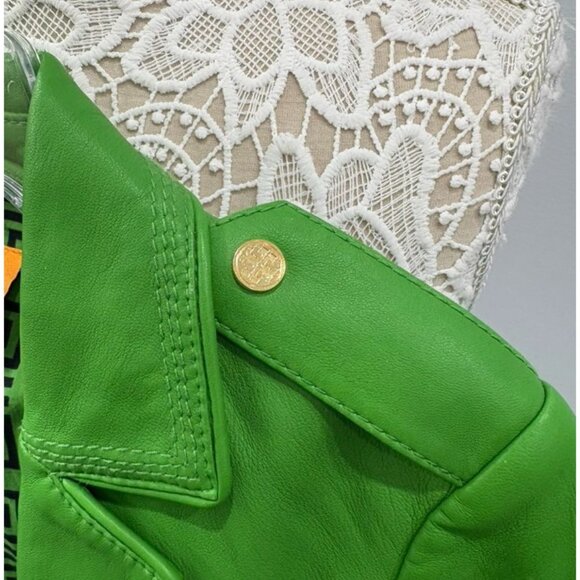Tory Burch Green Leather Jacket Size 2 - Picture 8 of 15